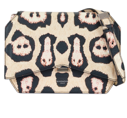 Leopard Print Bow Cut, Leather, Beige/Black, MII, DB, 3*